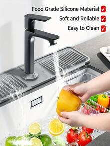 1pc 38cm Faucet Splash Guard, Non-Slip Sink Drain Mat / Quick Drying & Easy Cleaning Design, Suitable For Kitchen, Bathroom Vanity, Restroom Sink, Durable Material / Minimalist Style Tray, Protects Sink & Practical Home Accessory, Household Essential - Multicolor - View 8