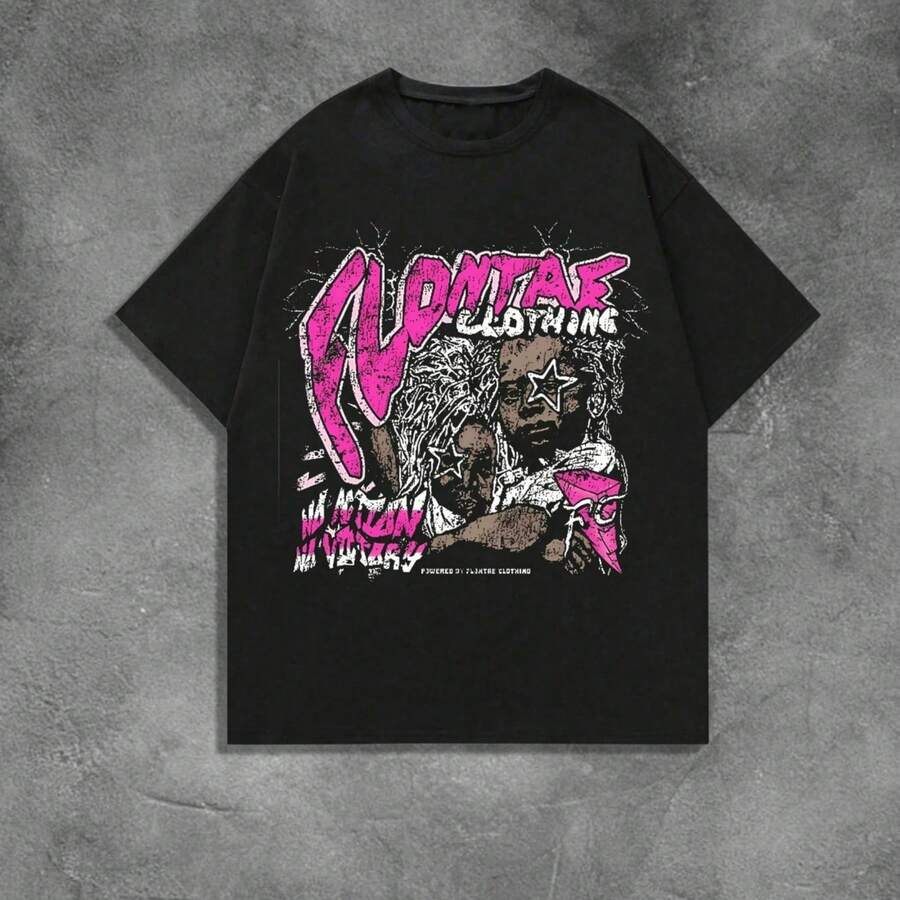 Street Style Clothing Graphic T-ShirtComfortable And Casual Printed Pattern T-Shirt Made Of 100 Pure Cotton - Black - View 1