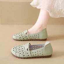 Women Wide Fit Flats - Green - View 8