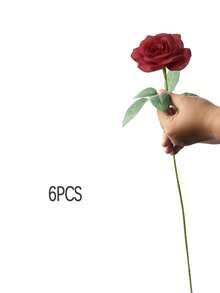 10pcs Faux Silk Rose Flowers, Realistic Hollow Rose Flowers For Wedding Centerpiece Decor, Home Decoration, Valentine's Day Gift, Adult Party Decoration - Wine Red - View 10