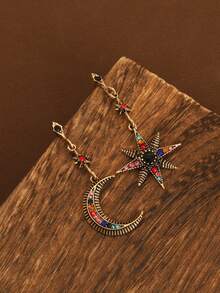1 Pair Elegant Personalized Creative -Worthy Star & Moon Boho Chic Shiny Palace Style Earrings - Stars Moon - View 2
