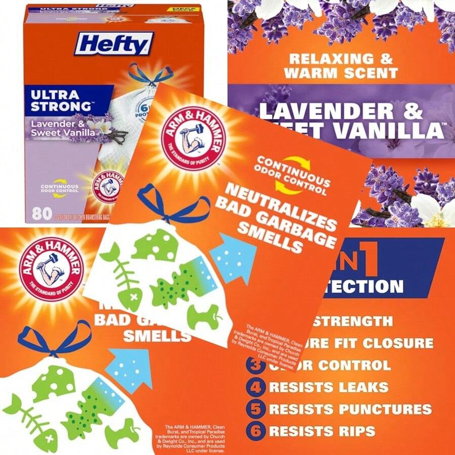 Ultra Strong Tall Kitchen Trash Bags Lavender And Sweet Vanilla Scent 13 Gallon 80 Count - Hoa oải hương, vani ngọt ngào - Xem 1