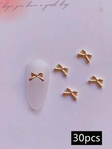 30个小号合金蝴蝶结美甲装饰，Y2K朋克风丝带美甲配件，美甲产品，美甲饰品，DIY美甲配件，适用于美甲沙龙，美甲装饰