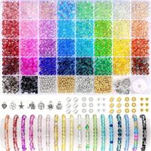700pcs 6mm Glass Beads Bracelet Making Kit, Includes 28 Colors Crystal Glass Beads, Alloy Pendants, Beading Thread, Suitable For DIY Bracelets, Necklaces, Earrings, Crafts, Great For Beginners (Random Colors)
