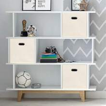 Black Foldable Storage Cubes Bins , Fabric Storage Box Cubes Organizer Baskets With Dual Handles For Home Organizer(Creamy-White) - Creamy-white - View 5