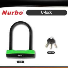 NURBO 1pc Heavy Duty Bicycle U-Lock, Stainless Steel Motorcycle Lock With 3 Keys, Green - Green - View 2