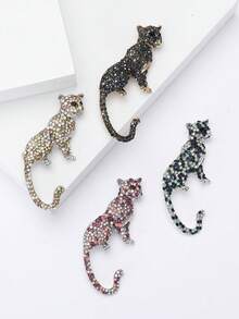 水钻豹纹胸针 - 奢华动物胸针，男女皆宜，休闲派对珠宝配饰/朋友礼物徽章装饰 - 豹子 - 查看 11