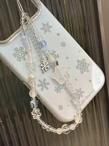 1pc Handmade Snowy Winter Atmosphere Snowflake & Star Transparent Phone Strap/Camera Charm, Ethereal - Multicolor - View 2