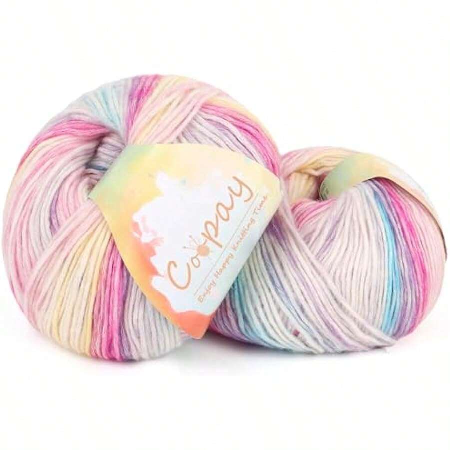 Yarn For Crocheting Knitting, Gradient Cake Yarns, 2 * 3.53oz - 240yds - 50% Cotton 50% Acrylic Ombre Yarns, Crochet Yarn For Blankets, Shawls, Scarves (102 Rainbow) Local Shipping - 206 童話故事 - 查看 1