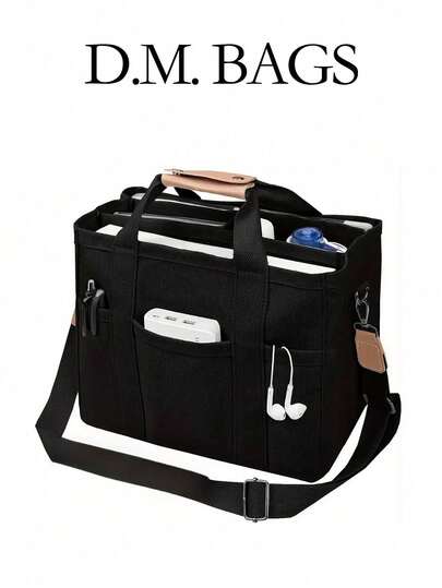 1 pieza Bolso de lona con múltiples compartimentos, bolso de hombro de lona de gran capacidad para mujeres con correa desmontable, 9.8*12.8*5.9 pulgadas, sistema de transporte ergonómico y ajustable, adecuado para ir al trabajo y ocasiones de negocios