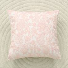 1 pieza Funda de cojín/almohada lumbar decorativa de piel sintética bordada con encaje rosa, adecuada para dormitorio, sala de estar, sofá - Rosa - Ver 5