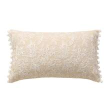 1 件蕾丝刺绣仿皮草装饰抱枕/腰枕套，适用于卧室、客厅、沙发