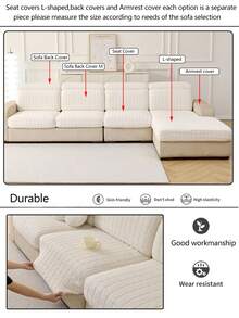 1 pièce Housse de canapé en peluche épaisse et extensible, protecteur de siège de canapé antidérapant et couvrant entièrement, convenant à toutes les saisons, lavable en machine, anti-poussière, adapté aux animaux de compagnie, couverture décorative de canapé pour chambre à coucher, bureau, salon, convenant pour 1/2/3/4 places et canapé d'angle - Blanc - Voir 10