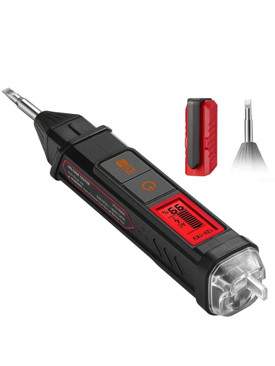 Probador de voltaje, Comprobador Eléctrico Sin Contacto, Rango Dual CA 12 V/70 V-1000 V, Detector de Puntos de Ruptura de Cables, Alarma Sonora, Pantalla LCD de Porcentaje,38264005 - Multicolor - Ver 1