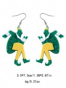 1对圣帕特里克节绿色亚克力跳舞耳环，节日派对耳环