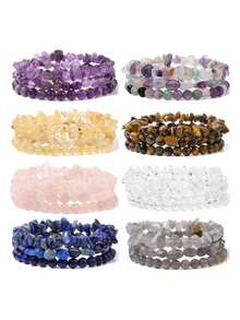 6mm Natural Stone Bracelet Set, Includes Rose Quartz & Tiger Eye Beads, Elastic Stretch Bracelets, Popular European & American Cross-Border Jewelry - Bracelet - View 2