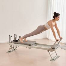 Reformador de Pilates plegable, Máquina de entrenamiento de Pilates para uso en el estudio de gimnasio en el hogar, Cama de Pilates con resistencia doble - muelle y cordón, Conjunto de reformador para usuarios avanzados y principiantes, Hasta 400 lbs - Gris - Ver 1