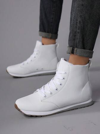 男士平底休闲运动鞋，系带软底舒适滑板鞋，轻便高帮日常鞋