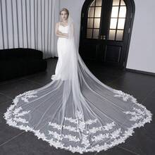 1pc Bridal Veil With Lace Trim And Wavy Edge, Extra Large Trailing Length, Long Wedding Photography Soft Tulle Bridal Accessory