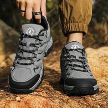 户外系带徒步鞋，透气防滑休闲鞋 - 灰色 - 查看 3
