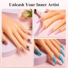 Practice Hand For Acrylic Nail: Fake Hand With Stand Nails Kit Acrylic Set - Professional Nail Mannequin Hand For Beginners Salon - 美甲套裝(含壓克力粉) - 查看 2