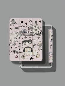 1pc Music Cartoon Kitten Painted Acrylic Protective Case, Suitable For IPad 7/8/9, IPad Air 5/4 9th Gen 10.2", IPad Pro 11" (2018/2020/2021/2022), IPad Air 6/IPad 10th Gen, IPad Air 11" (M3)/IPad 11" (A16 2025), Soft Flip Cover With Magnetic Closure, Folding Stand, Pencil Holder, Auto Sleep/Wake - Multicolor - View 4