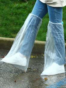 5 طقم أغطية أحذية مطر قابلة للتخلص منها مضادة للانزلاق وسميكة للاستخدام الخارجي، مناسبة للربيع والصيف، هدايا لوصيفات العروس، ديكور الغرف والشقق، الشاطئ والسفر، للرجال والنساء، أشياء جميلة للعطلات - شفاف - مشاهدة 10