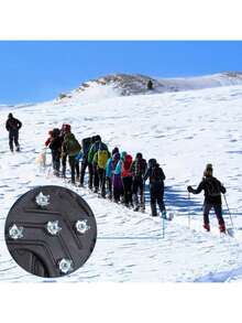 1/2 Pair Universal 8-Tooth Ice Cleats, Anti-Slip For Shoes/Boots, Suitable For Winter Hiking, Climbing, Ice Fishing And Other Activities - Multicolor - View 4