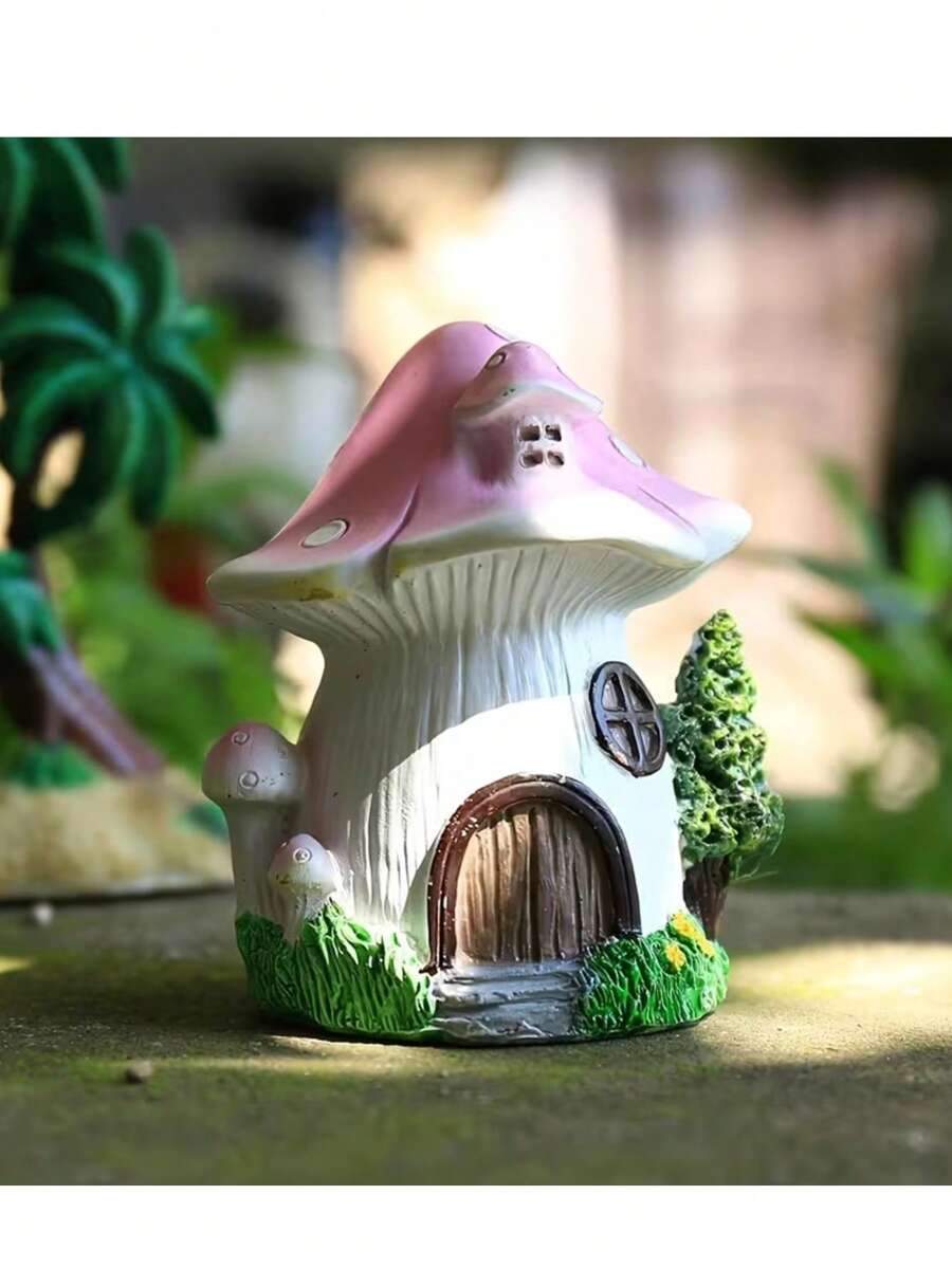 1個/2個/4個 藍色/粉色/紅色蘑菇樹脂花園小屋手工裝飾品,花園裝飾或居家桌面裝飾 - 彩色 - 查看 1