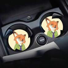 2个/4个迪士尼杯垫，尼克和朱迪杯垫，史迪奇汽车杯垫，疯狂动物城杯垫，创意防滑收纳杯垫，可爱保温杯垫，卡通防滑杯垫，通用汽车杯垫 - 彩色 - 查看 8