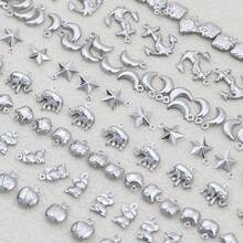 10/20pcs Stainless Steel Hollow Pendants, Assorted Styles, For DIY Jewelry Making, Beading Craft Supplies - DIY - View 2
