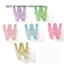 5pcs Acrylic 3D Transparent Colorful Large Hole Jelly Letter Beads, Random Mixed Colors, For Handmade DIY Jewelry Making Necklace Bracelet Earrings Bag Chain Keychain Keyring Clothing Zipper Accessories Pendant - Multicolor - View 30