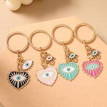 1pc Women's Alloy Devil's Eye & Heart Palm Keychain, Fashionable Personalized Accessory Bag Charm - Multicolor - View 6