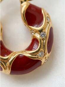 Ultimate Parisian Vibe Gold Hoop Earrings For Women - Vintage Chunky Circle Earrings, Coquette & That Girl Aesthetic (Outfit Jewelry, Fall Capsule Wardrobe) - Red - View 10