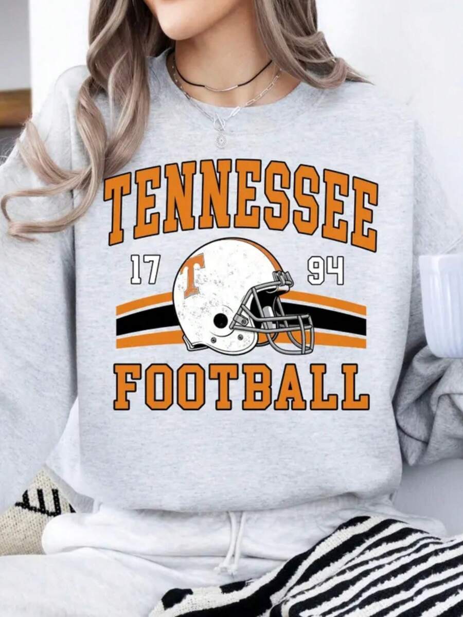 Tennessee Football Shirt, Retro Tennessee Sweatshirt, University Tennessee, Tennessee Fan Shirt, Tennessee Volunteers Shirt (2) - Xám - Xem 1