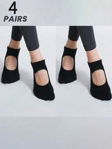 5 pares de calcetines multicolor para mujer, de unicolor, de tela de punto transpirable, con suela antideslizante, estilo INS, adecuados para deportes, yoga, baile, pilates de interior, fitness en el piso, regalo, otoño - Multicolor - Ver 10