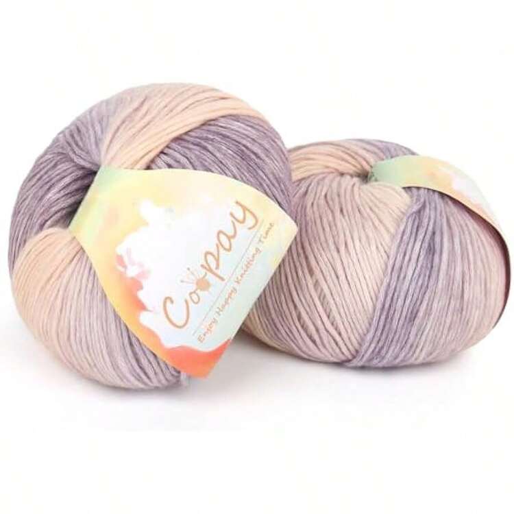 Yarn For Crocheting Knitting, Gradient Cake Yarns, 2 * 3.53oz - 240yds - 50% Cotton 50% Acrylic Ombre Yarns, Crochet Yarn For Blankets, Shawls, Scarves (102 Rainbow) Local Shipping - 113 Chuông lạc đà - Xem 1