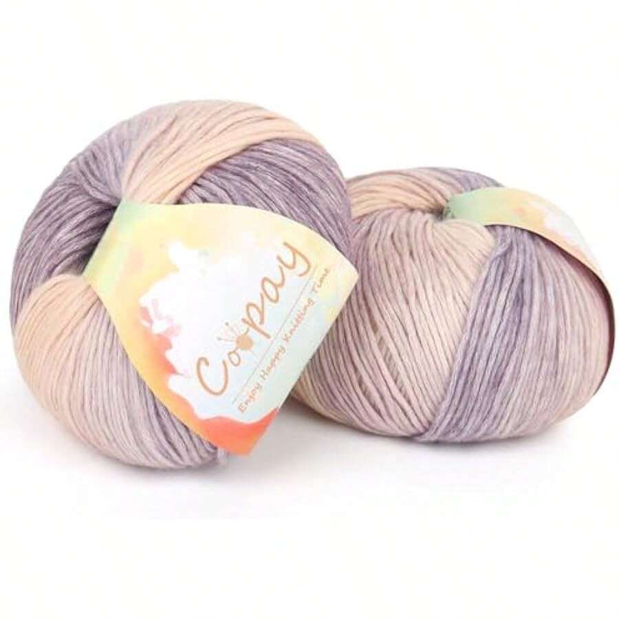 Yarn For Crocheting Knitting, Gradient Cake Yarns, 2 * 3.53oz - 240yds - 50% Cotton 50% Acrylic Ombre Yarns, Crochet Yarn For Blankets, Shawls, Scarves (102 Rainbow) Local Shipping - 113 駱駝鈴 - 查看 1