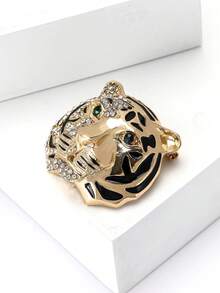 奢华水钻虎头胸针 - 动物胸针，男女通用，休闲派对饰品/朋友礼物/徽章装饰 - 老虎頭 - 查看 5