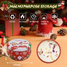 Velas Aromáticas Navideñas 4 Piezas, Velas de Cera de Soya 100% Natural, Aromaterapia para Relajación y Alivio del Estrés, Velas Decorativas con Aromas Festivos, Regalo Navideño para Mujer,38258420 - Azul y blanco - Ver 6