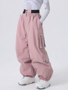 1pc Unisex Thick Ski Pants - Loose Fit Winter Ski Gear, Reinforced Structure, Suitable For Skiing, Snowboarding And Outdoor Activities - Cold-Resistant (Hand Wash) - Fit For Men, Women And Teenagers. - Watermelon Pink - View 8