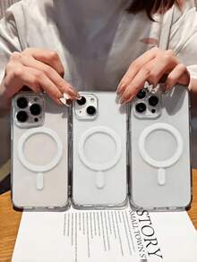 1PC Transparent Luxury Magnetic Charge Case Compatible With IPhone 17 16 15 14 13 12 11 Pro Plus Max Air XSmax XR X/Xs 7/8 Plus 7/8 Ultra-Clear Acrylic Slim Case - Clear - View 10