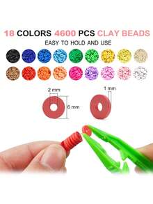 【DIY首饰制作套装】5100颗彩色DIY塑料珠子首饰制作套装 | 6毫米圆形珠子，适用于手链、项链和DIY配饰 - 手工艺品、珠子首饰制作 - 彩色 - 查看 5