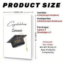 Customized Greeting Card, Personalized Name & Date, Personalized Graduation Cap, Congratulations Graduate, Graduation Season Card, Suitable For Gifting To Friends, Classmates And Family - Multicolor - View 3