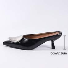Giày cao gót mũi nhọn có khóa kim loại dành cho nữ. - màu đen - Xem 11