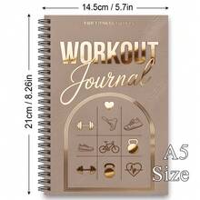 1pc Weight Loss Spiral Notebook, Journal, Tracking Your Health And Fitness With Golden Frame On Leather-Like Background