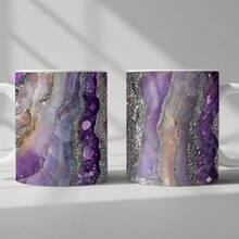 1 Natural Agate And Amethyst Crystal Coffee Cup - Marble Pattern Stone Cup, Reusable Dishwasher Gift, Suitable For Home, Office, Birthday, Housewarming - Elegant Mineral Beverage Cup (Agate Inspiration) - trắng - Xem 2