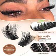 Volume Manga Lash Clusters With Spikes Wispy Cluster Eyelash Extensions Fluffy Anime Eyelashes Clusters With Bottom Lashes Clusters Fairy Individual Lash Extension (D Curve 12-18mm 213 Pieces) - ColorH - 查看 5