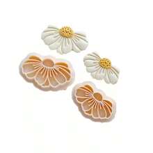 1pc Flower Soft Clay Earring Stud Rhinestone Polymer Clay Printing Cutting Mold, Suitable For Making Brooch, Earrings, Jewelry - Apricot - View 7