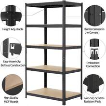 Vandise 5-Layer Adjustable And Freely Adjustable Layout Metal Shelf Unit With A Load Of 875KG, Workshop Warehouse Without Bolts, Garage Storage Rack Suitable For Garage Warehouse Storage - Blue - View 9